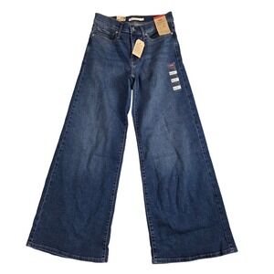 Levi's 318 Shaping Wide Leg Jeans Women 28x30 Blue New Mid Rise Stretch Denim